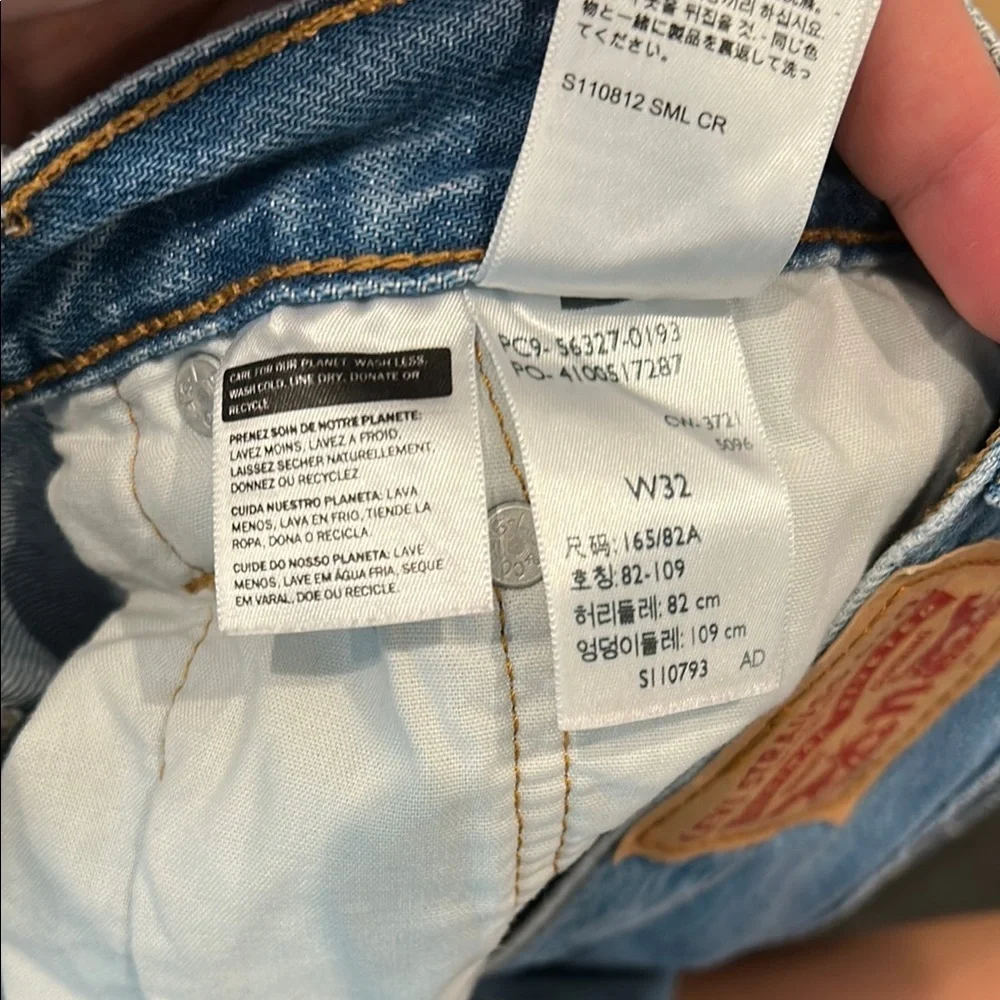 Levi's Blue High-Waisted Jean Shorts with Distressed Details 501